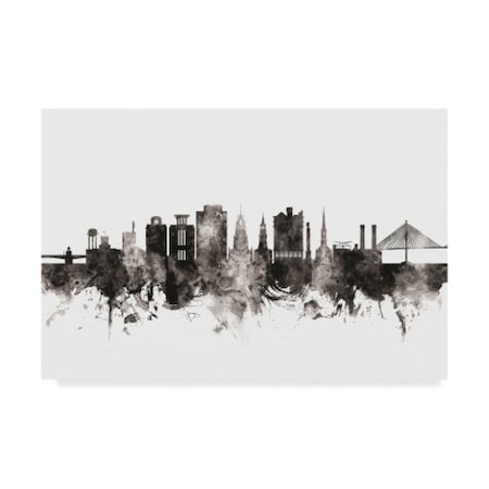 Michael Tompsett 'Charleston South Carolina Skyline Black White' Canvas Art,22x32